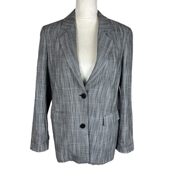 Closed Lola Checkered Raw-Hem Blazer Boyfriend Suit Jacket Pockets Size Small - Picture 4 of 11